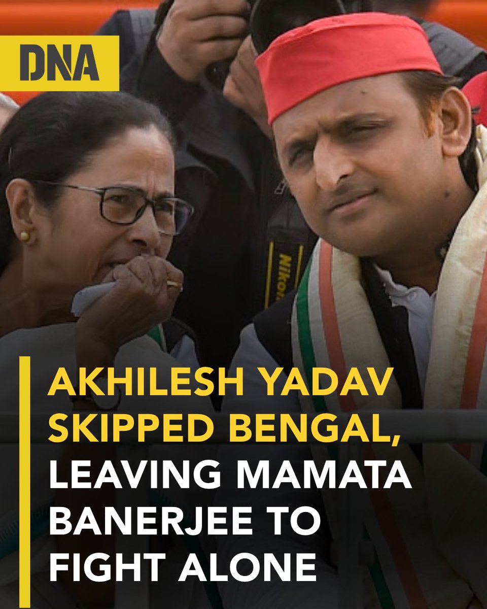 dna's tweet image. Amid Bengal’s intense poll battle, Akhilesh Yadav’s absence from campaigning for Mamata Banerjee’s #TMC has raised political eyebrows.

Read here:dnaindia.com/india/report-a…

#DNAUpdates | #Bengal | #MamataBanerjee | #AkhileshYadav