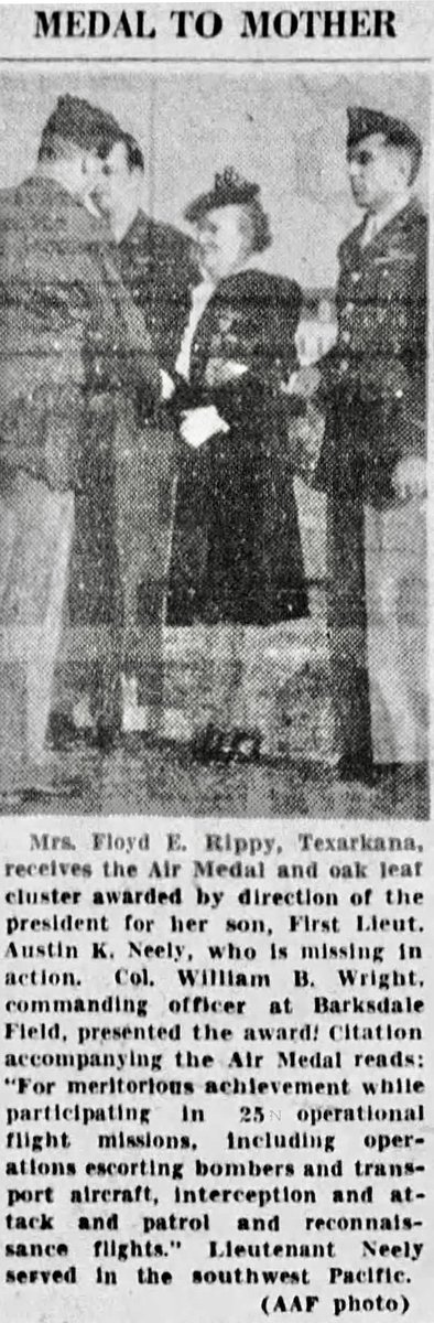 pacificparks's tweet image. #USArmy Air Forces 1st Lt. Austin K. Neely, 26, of Texarkana, Texas, killed during #WWII, was accounted for on Dec. 1, 2025. In the spring of 1944, Austin's aircraft disappeared in the Dutch East Indies during a storm: facebook.com/PacificParksPE…
#WorldWarII #Unknown
