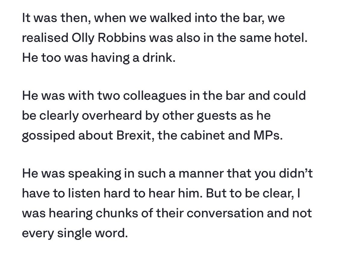 DiaChakravarty's tweet image. Sir Olly Robbins has form getting Prime Ministers into trouble. Remember him drinking in a Brussels bar, loudly discussing May’s negotiating strategy with the EU at the height of Brexit negotiations, without a care for national security or propriety? 

itv.com/news/2019-02-1…