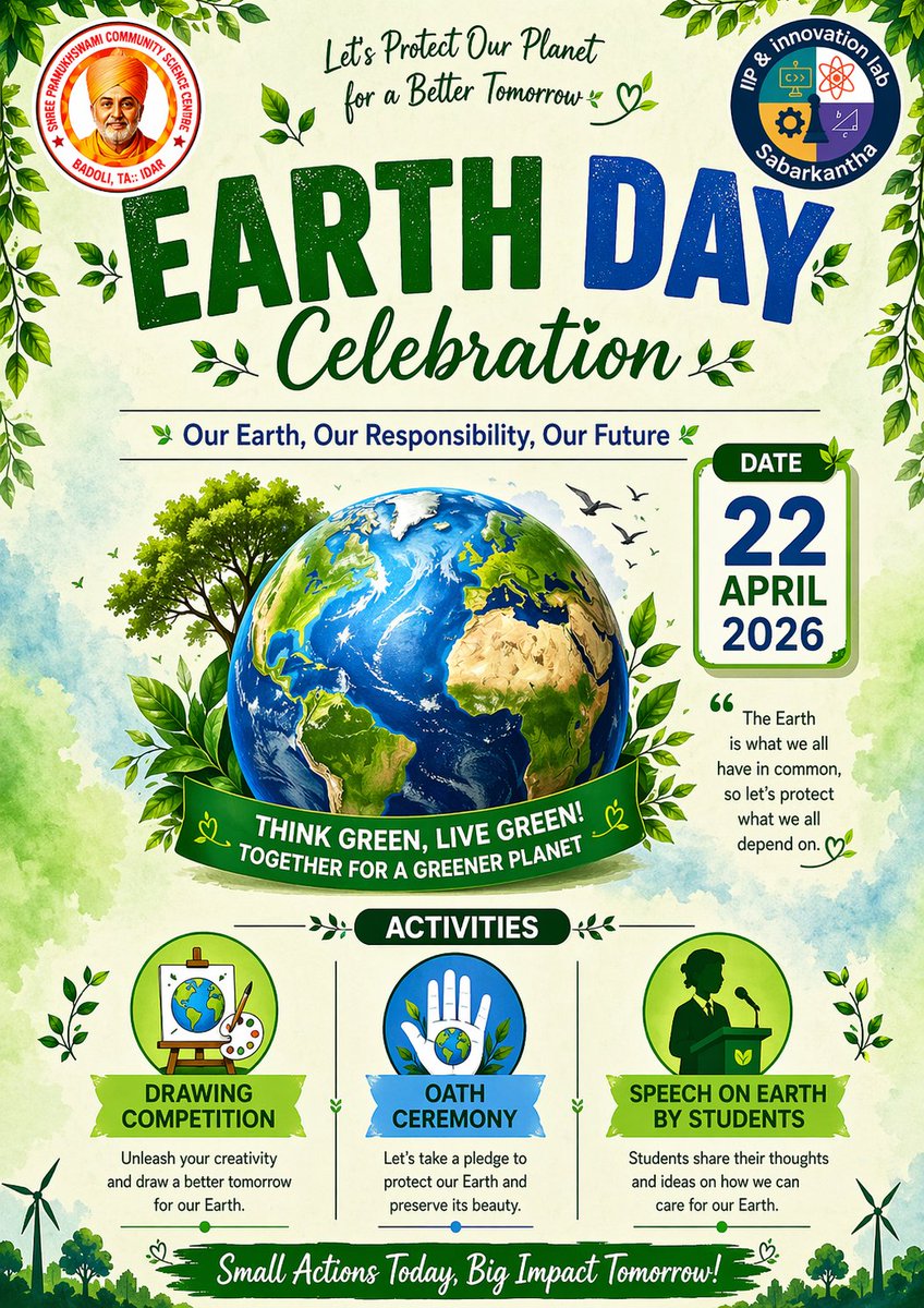 SK_ip_lab's tweet photo. “Celebrate Earth Day by caring, sharing, and protecting our planet Creativity meets responsibility – Drawing for Earth 🎨🌍”
“Take a pledge, make a change ,
Voices of students for a better planet 
Learn, speak, and act for Earth .#cscsabarkantha #picgujcost #narottamsahoo #ipfc https://t.co/ray49hDP8r