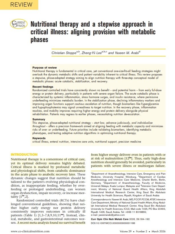 Leo_Santo5's tweet photo. Terapia Nutricional y Enfoque por Etapas en UCI 🏥🍽️

📖Definiciones
📊Fases de la Enfermedad Crítica
🥛Requerimientos Específicos
👥Poblaciones Especiales

🔰📚Clin Nutr Metab Care

DOI:10.1097/MCO.0000000000001186

Enlace a Articulo Completo👇🏻✅🆓
https://t.co/xumUMHaxVK https://t.co/iRmLVxQCtj