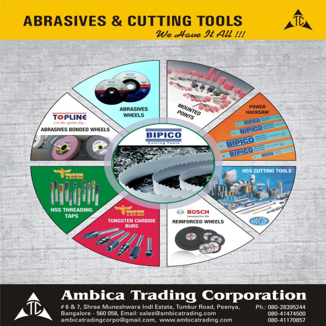 AmbicaTrading's tweet image. ABRASIVES &amp;amp; CUTTING TOOLS – WE HAVE IT ALL! 

⚙️ Perfect for industrial &amp;amp; workshop applications
🤝 Trusted brands. Reliable supply. Best quality.

📍 Visit us today or contact for bulk orders &amp;amp; best pricing!
+91-8618810698
#Abrasives #CuttingTools #IndustrialTools #PowerTools