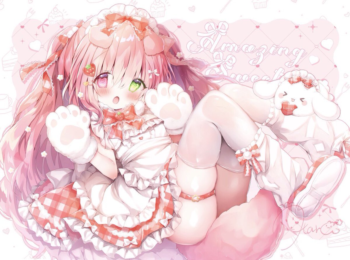 #絵師100人展に出てみたい 
いつか出てみたいです!絵柄が個性的かつ、きらきらちゅるちゅるしていると好評いただいています🍓🌸
最近はいろんな色を使うのが楽しいです!✨ 