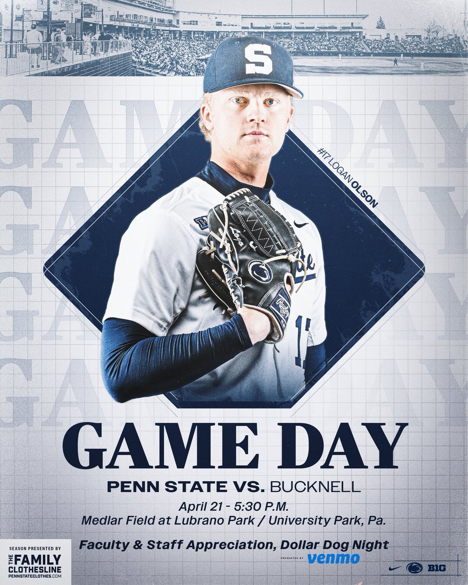 PennStateBASE's tweet image. Game 38 - Bucknell

🌭 DOLLAR DOG NIGHT

📍 Medlar Field at Lubrano Park
📺 B1G+ bit.ly/48JDWmp
📊 bit.ly/48enudH
📻 bit.ly/4dgTilo
🚗 bit.ly/4siWtgP
🎟️ Free Admission
🦁 Faculty, Staff Appreciation Night

#WeAre