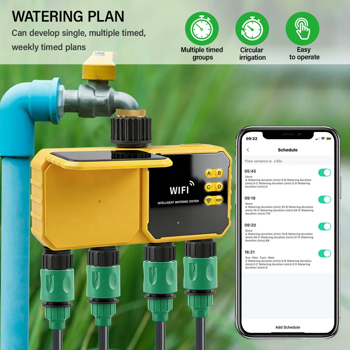 LubopsEvgen's tweet image. Smart Life Wi-Fi Water Timer 4/2/1 Zone
s.click.aliexpress.com/e/_EjzlMHu

Solar-powered irrigation timer with app and manual control, separate zones, 2.4GHz Wi-Fi and Type-C backup for garden or drip watering.
#smarthome #iot