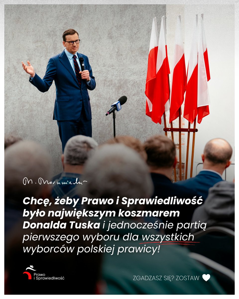 Silne, merytoryczne i realizujące ambicje rozwojowe Polski🇵🇱 <a href="/pisorgpl/">Prawo i Sprawiedliwość</a> jako partia jednoczącą polską prawicę to największy koszmar Tuska i KO. Walczmy razem o zwycięstwo!