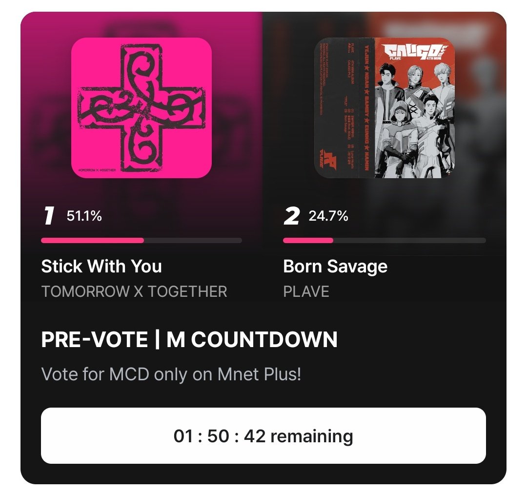 TWO HOURS LEFT UNTIL VOTING ENDS ‼️

please for the love of God if you haven't voted today for mcountdown pre-voting, do it NOWWW or else you'll forget about it later T__T we need every single moa to vote here come on lets widen the gap

mnetplus.onelink.me/TRa8/xohkwx0b?…