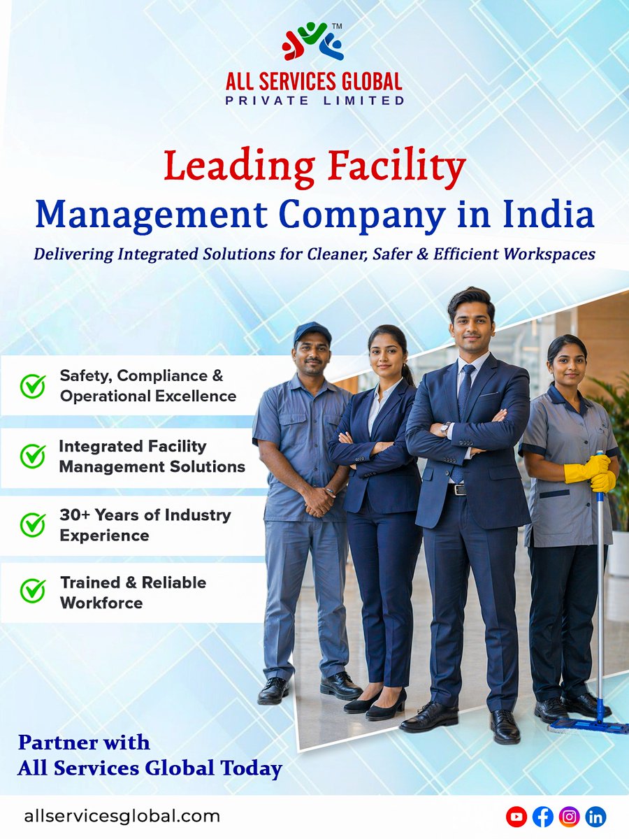 asg_official_'s tweet image. ✨Delivering Excellence across Industries, ASG Stands as a Trusted Partner for Integrated #FacilityManagement Solutions. 💯

📞22 4063 7777
🌐allservicesglobal.com

#IntegratedServices #WorkplaceSolutions #OperationalExcellence #WorkforceManagement #AllServicesGlobal
