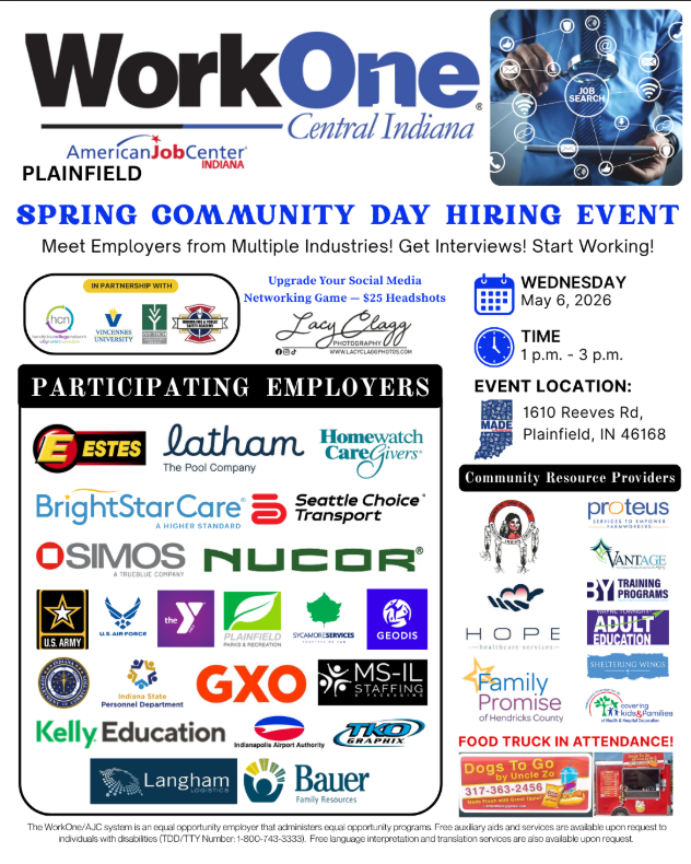 Plainfield Hiring Event!  Check it out!