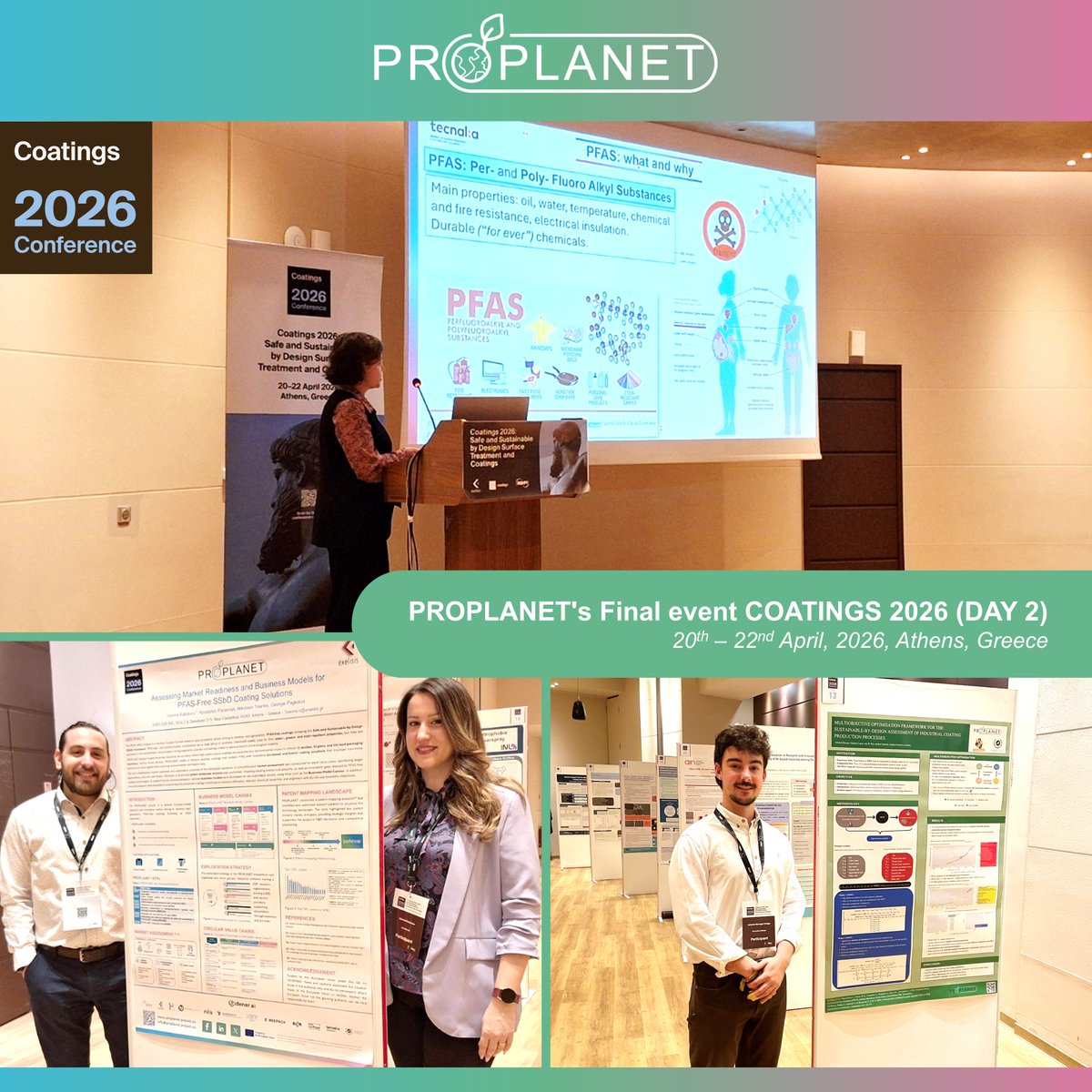 PROPLANETeu's tweet image. 🎉 Day 2 of the Proplanet Project Final Event at COATINGS 2026! 🎉
@PROPLANETeu is pleased to be part of the second day of its final event at the #COATINGS2026 #Conference, featuring an intense and inspiring programme. 🚀

🔬 Highlights included a presentation by Dr. Fabiola