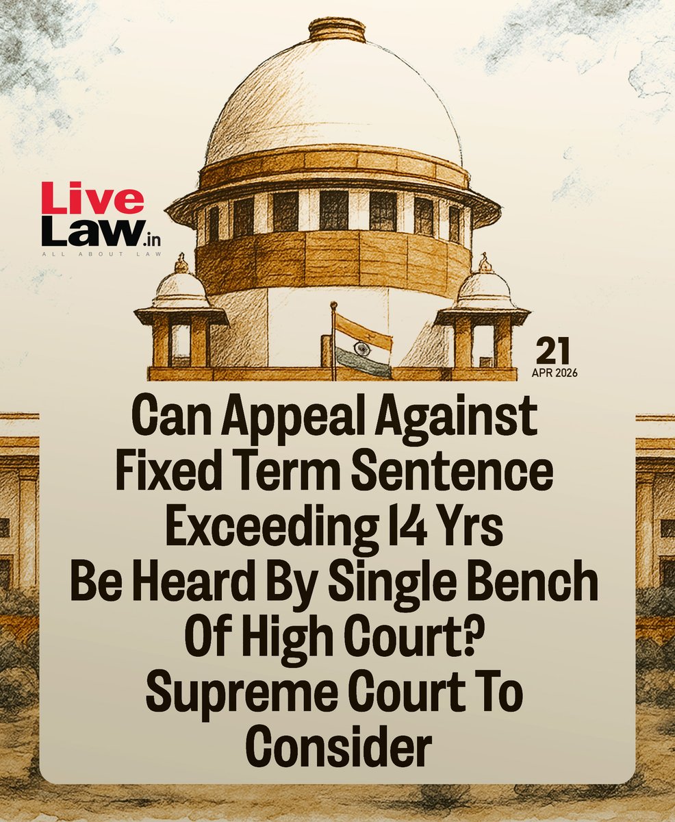 LiveLawIndia's tweet image. In a convict's challenge to his 20-year jail sentence, the Supreme Court is set to consider the issue of coram required to hear and decide appeals filed in Karnataka High Court against fixed term sentences exceeding 14 years.
Read more: zurl.co/KIgWO
#SupremeCourt
