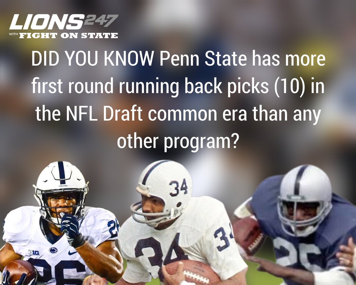FightOnState's tweet image. @PennStateFball has been a running back pipeline for the @NFL. #WeAre #PennState #RunningBackU #RBU #NFLDraft