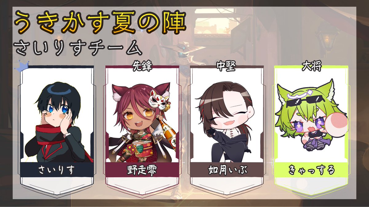ukizou_gaming's tweet photo. 夏の陣　各チームのリーダー紹介 https://t.co/rfviMTcLCy