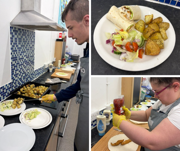 stepscic's tweet photo. We’ve been busy preparing lunches; chicken wraps, herby potatoes and salad, building both food preparation and customer service skills along the way. It’s been a great example of teamwork, and everything tastes delicious. https://t.co/pqgr4hY0Id