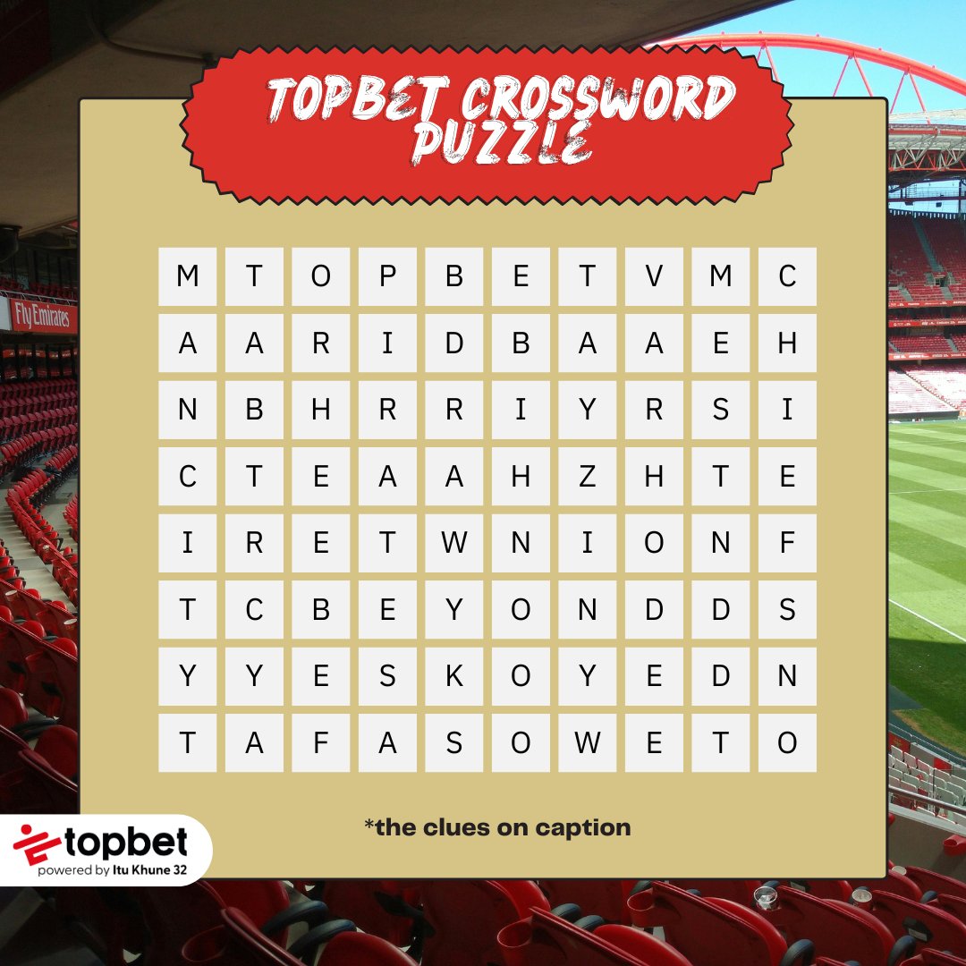 TopbetSA_'s tweet image. 🧠⚽ WORD GAME TIME

Can you find all 8 hidden words? 👀

💬 List all 8 in the comments and stand a chance to WIN a R50 Topbet voucher!

Clues: Think football, casino, all things Topbet.

Think fast. Play smart.

#interactive #topbet #wordgame #betsmarterwinbigger