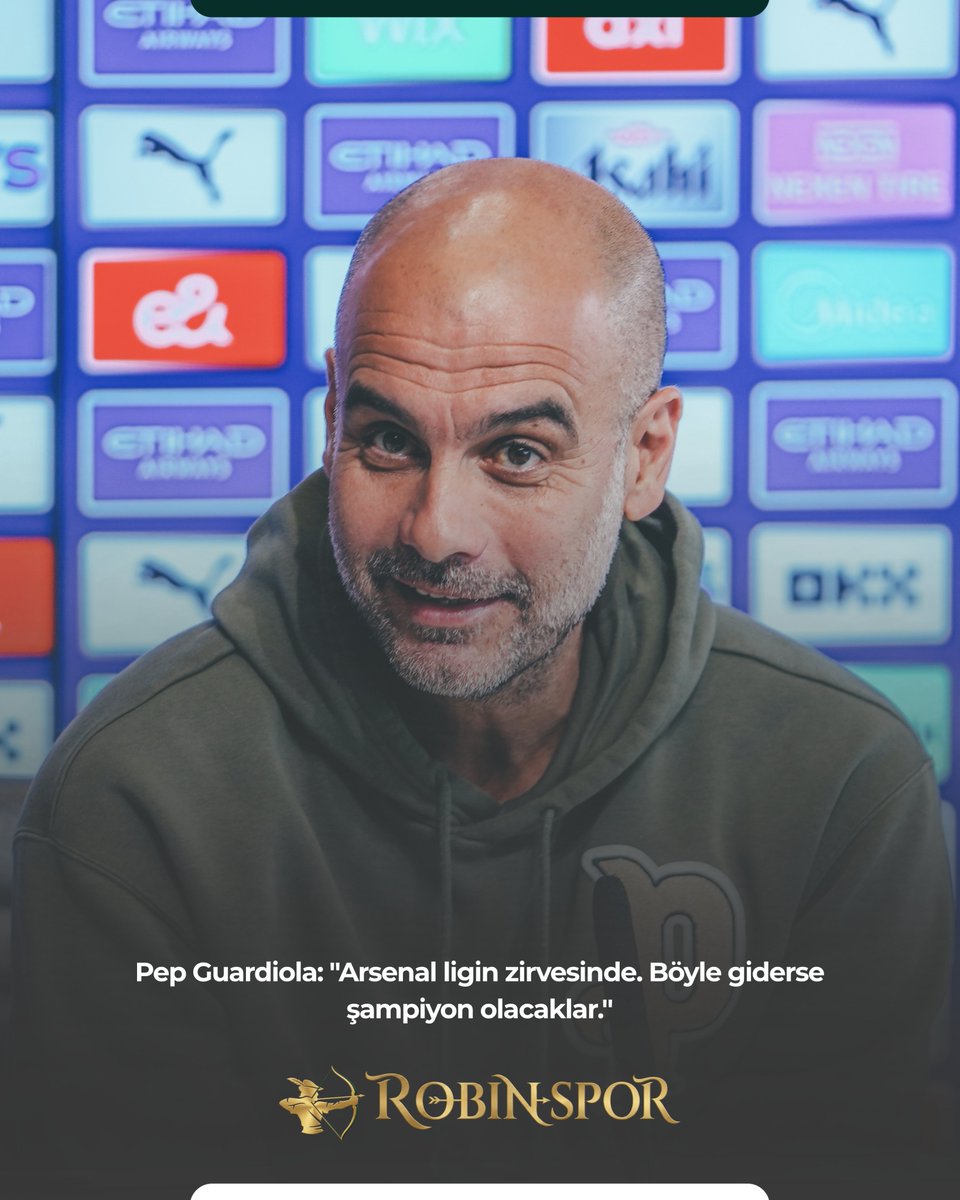 ilk11TV's tweet photo. Pep Guardiola: "Arsenal ligin zirvesinde. Böyle giderse şampiyon olacaklar." https://t.co/gXMN7i6ExG
