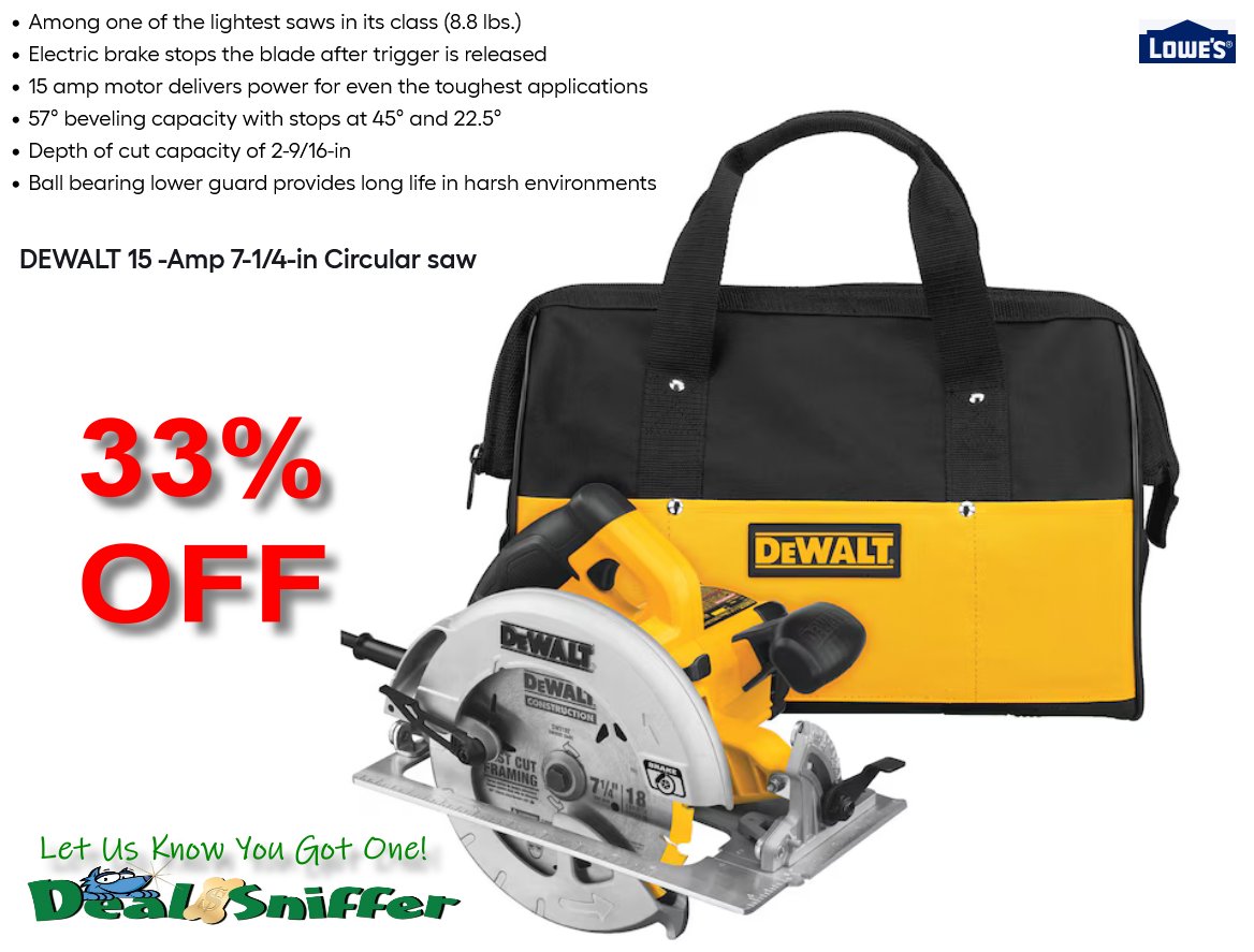 dealsniffer's tweet image. 🚨 33% OFF DEWALT 15 -Amp 7-1/4-in Circular saw 🪚
mavely.app.link/fLi1CEMfw2b  🔗
#dewalt #dewalttools #Tools #woodworking #carpenter #workshop #garage #Lowes
