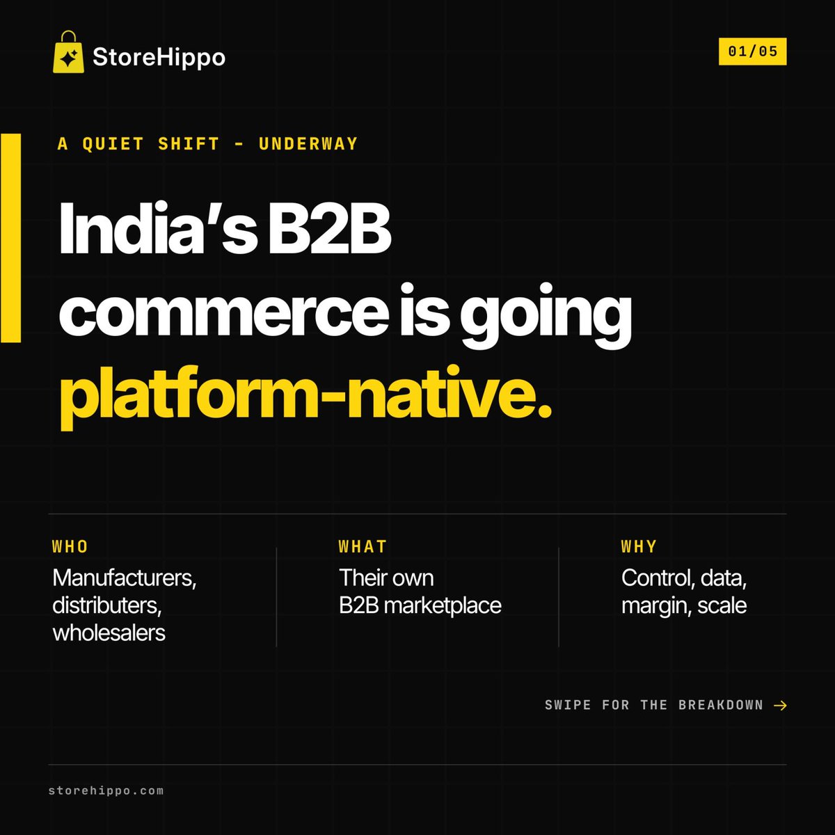 aggkriti's tweet photo. India’s #B2Bcommerce is quietly undergoing a massive shift.

From static catalogs and manual order cycles → to full-scale digital marketplaces.

Manufacturers, distributors, and wholesalers are no longer asking “Should we go online?”

They’re asking, “How fast can we build our own marketplace?”

Why?
✅ Control over pricing, distribution & margins
✅ Direct relationships with retailers
✅ Data ownership (finally!)
✅ Scalable, multi-vendor ecosystems

At StoreHippo, we’re seeing a strong surge in businesses launching #B2Bmarketplaces instead of just websites.

Because in today’s world, aggregation wins.

The future of B2B is not just digital. It’s platform-led.

Let's talk: https://t.co/20DbNgZ3XK

#StoreHippo #B2BCommerce #MarketplaceEconomy #DigitalTransformation
