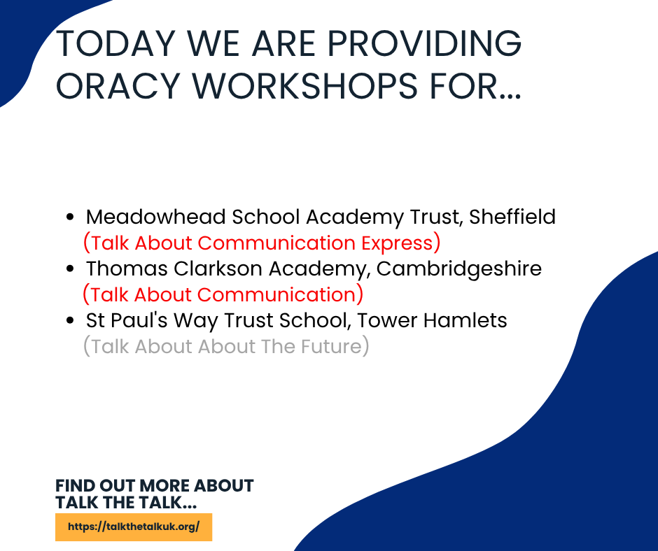 talkthetalkUK's tweet image. Today's workshops

@MeadowheadSch 
@TCAwisbech 
@StPaulsWayTrust 
@JPFoundation 

#oracy #confidentcommunication #lifeskills #employability #interviewskills #talkthetalk #talkthetalkuk