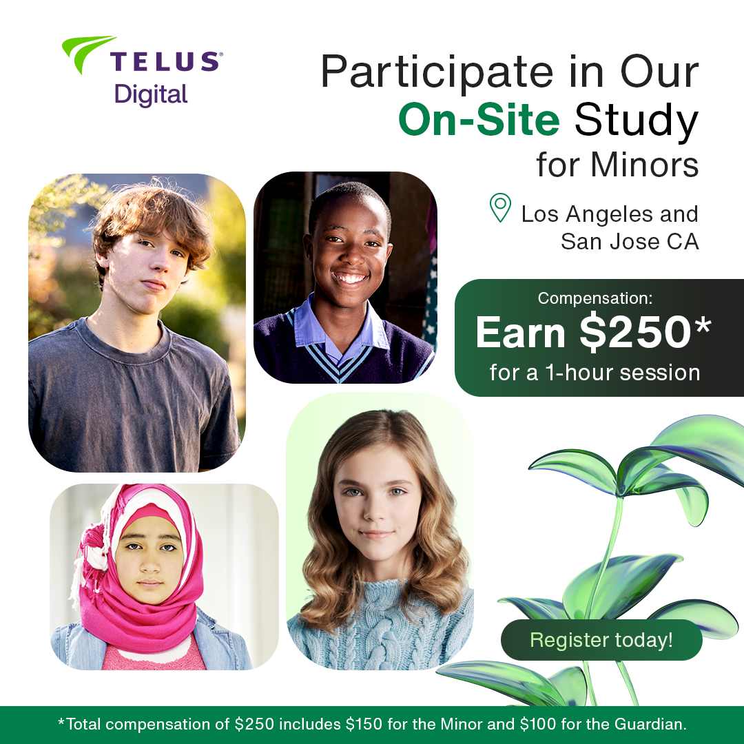 sourcingche's tweet image. Give your teen a chance to contribute to future technology. TELUS Digital is conducting an onsite #researchstudy for #teens, with parent or legal guardian consent and presence required.

👉 Sign up today:
blackburn.telusdigital.com/registration-f…

#HeavySerenade
Heartbreak Hotel
Happy 420