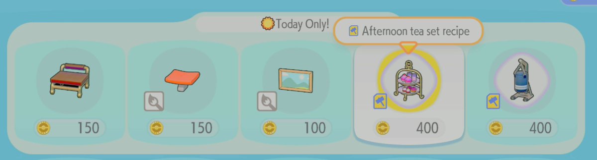 Hystopia's tweet photo. "Visit a friend" island daily shop recipe:
- Afternoon tea set
- Punching bag

Private island link code: 6GQTH3
NOT CLOUD ISLAND 🚫☁️
Until 12AM JST

Feel free to visit and get recipes ✨
There's no proper decorations or builds📷
#pokopia #PokémonPokopia #ぽこポケレシピ配布 https://t.co/EXg3apqwtB