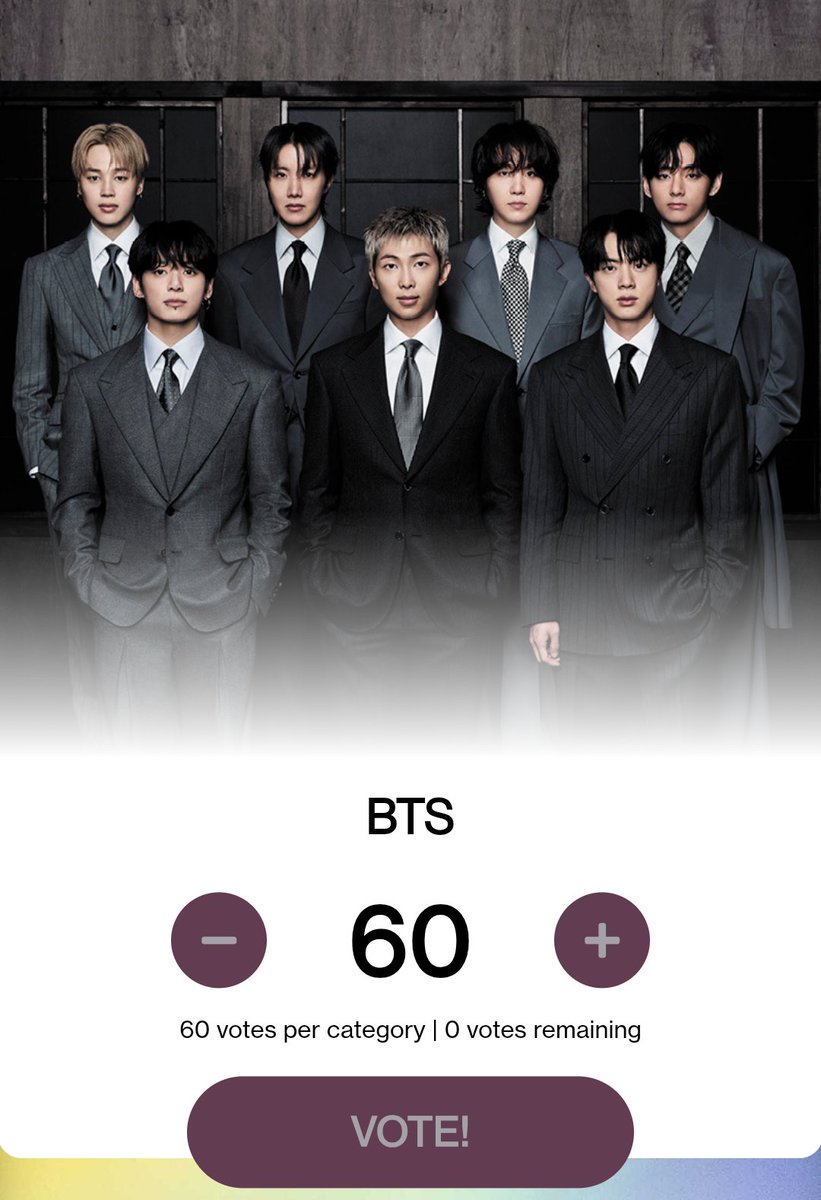 🏆️AMAs一斉投票スタート
〜明日15:59までターボ期間中🔥
本日分投票完了です🗳

🔗vote.theamas.com/best-female-k-…

BTSWIM WITH ARMY ON AMA