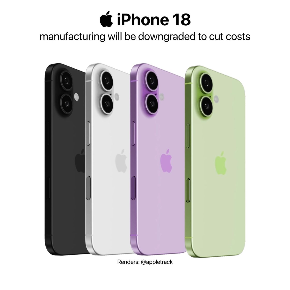 theapplecycle's tweet photo. The ‌iPhone 18‌ will reportedly feature certain manufacturing downgrades next year!

That will bring it more into line with the low-cost iPhone 18e model

Source: Fixed Focus Digital https://t.co/wCGt7xb5jd