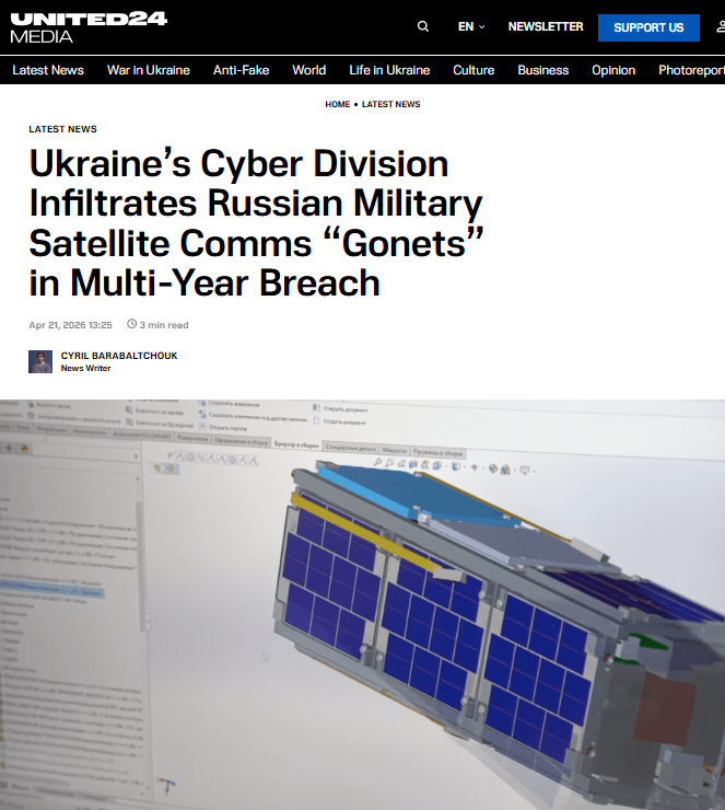 InformNapalm's tweet photo. #Ukraine’s cyber specialists infiltrated #Russia’s “Gonets” satellite communications system, Moscow’s supposed alternative to Starlink, in a multi-year #CYBINT operation. The breach exposed internal documents, outdated infrastructure, and critical security failures: 
https://t.co/5IoVtARYn2