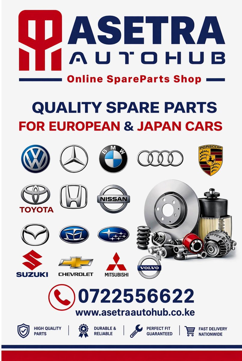 Asetra_AutoHub's tweet image. Drive with confidence 🚗💨
Get quality, genuine spare parts for your European &amp;amp; Japanese ride at Asetra Autohub. we’ve got you covered
Don’t compromise on quality — your car deserves the best.
📞 0722556622
🌐 asetraautohub.co.ke
#AsetraAutohub #CarPartsKenya #AutoParts