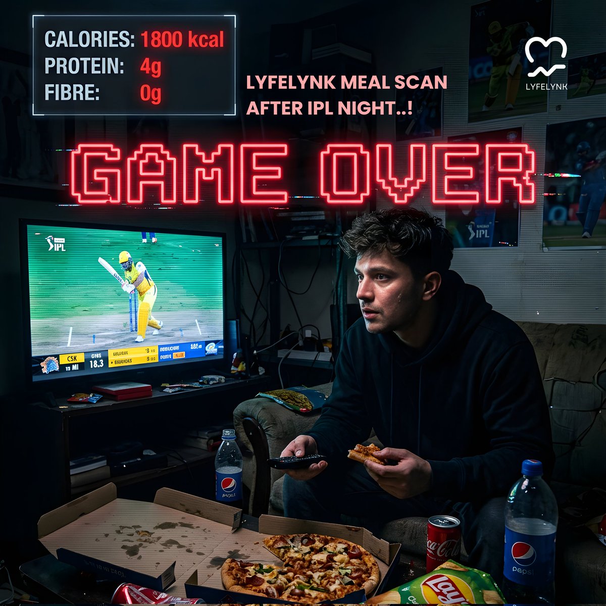 lyfelynk's tweet photo. IPL night snacking hits different. 😈🏏
Tab tak theek hai jab tak LyfeLynk scan nahi karta. 💀 https://t.co/uAmVFYHI5o