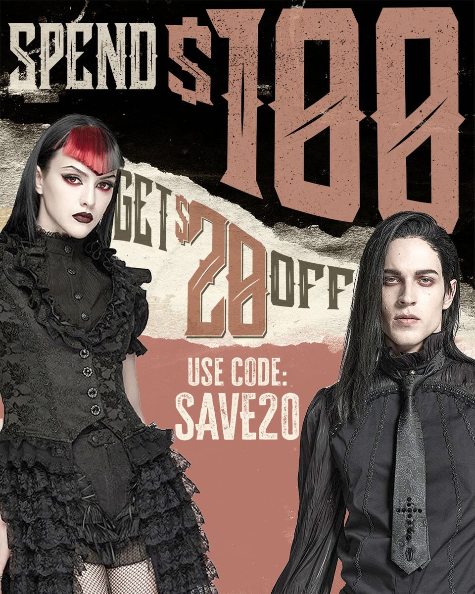 VampireFreaks's tweet photo. ⚠ WE ONLY DO THIS SALE 3 TIMES A YEAR! ⚠
Spend $100, Get $20 OFF your order with code: SAVE20
#Sale #VampireFreaks #GothStore #EmoStore #AlternativeShop https://t.co/7vdn05SsgF