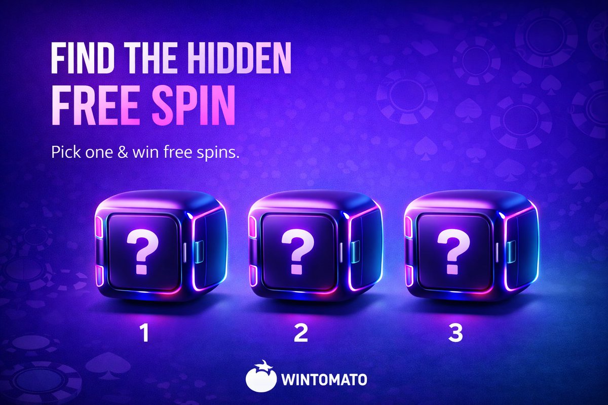 Find the Hidden Free Spin 🎁
Guess where the FS is hiding and win 50 Free Spins!

📝 Rules:
🟣 Like &amp; retweet this post
🟣 Reply with the correct number and your Wintomato username
🟣 Bonus: Get 100 extra spins if we reach 300 retweets
🟣 The winner will be randomly selected on