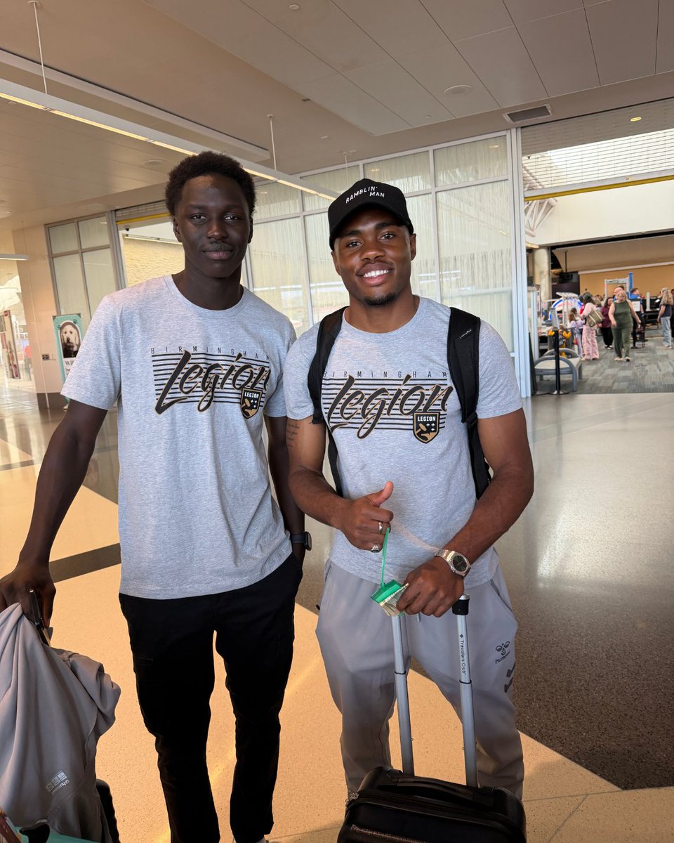 BHMAirport's tweet photo. Next stop: Charleston! โ๏ธ We caught a couple @bhmlegion players heading out for an away game. Letโs go, Legion! โ๏ธโฝ๏ธ #FlyBHM #BirminghamAL https://t.co/vXh7Impxd1
