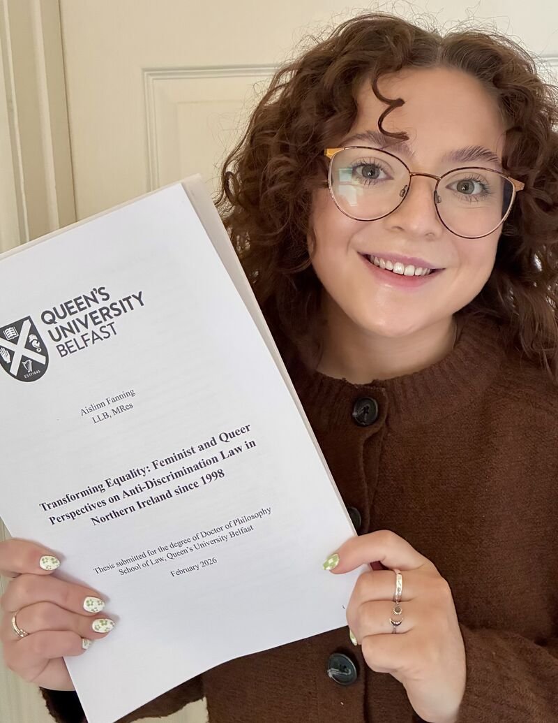 qublawsrn's tweet image. Big congratulations to @aislinnnfanning for successfully passing her PhD viva with no corrections. 🥂🥳🎉 Her thesis is titled “Transforming Equality: Feminist and Queer Perspectives on Anti-Discrimination Law in Northern Ireland since 1998"!
#PhDviva #equality #HumanRights