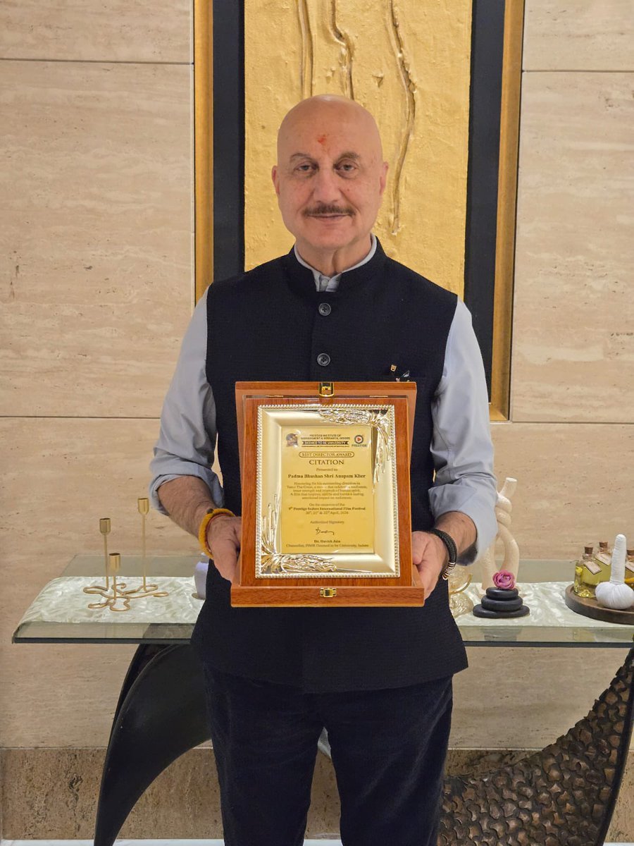 AnupamPKher's tweet photo. TANVI THE GREAT WINS BEST DIRECTOR AND BEST ACTRESS!🥹Winning the Best Director Award for Tanvi The Great at the 7th Indore International Film Festival is a deeply fulfilling moment for me.❤️🩹🥹
This is not just an award… it is a validation of belief.🏆🙏
A belief that stories told with honesty, compassion and courage will always find their way into people’s hearts.😍
Tanvi The Great is a film made with love about autism, about the strength of the human spirit, about the Indian Army in times of peace, and above all, about goodness and hope.❤️❤️
I am equally thrilled that Shubhangi Dutt won the #BestActress award. She embodies the soul of this film.👏👏
Gratitude to the festival, the audience, and my entire team who believed in this journey. Some films are made for success! This one was made for people.
And that makes this win truly special. Jai Ho! ❤️🏆😍
#TanviTheGreat #BestDirector #CinemaWithHeart #BestActress