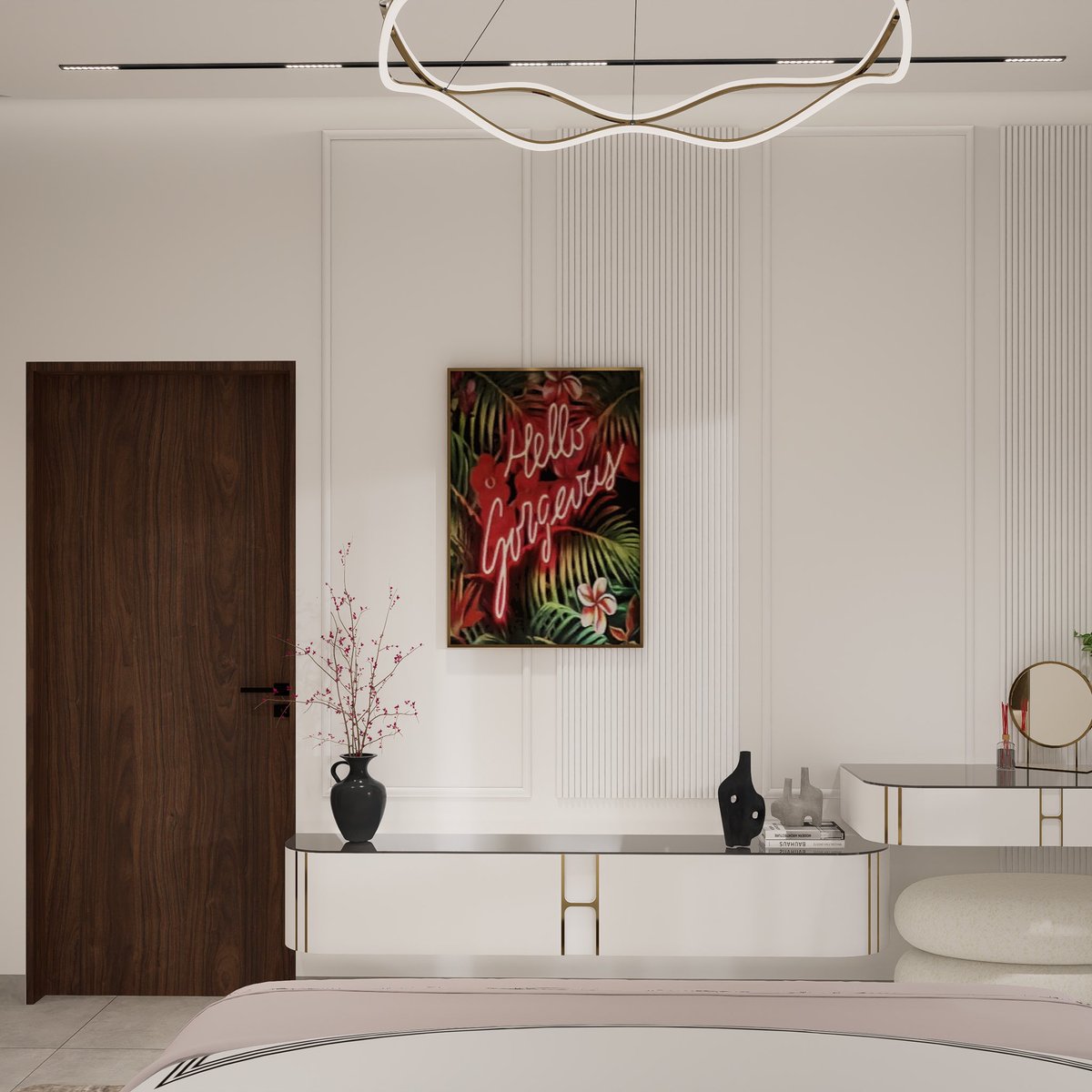 Euphoria_Decor's tweet image. Luxury is a feeling, not a price tag.

Clean fluted paneling sets the tone, while the bold “Hello Gorgeous” artwork adds life and contrast. A perfect blend of structure and soul.

Which detail stands out to you? 👇

#ModernLuxury #InteriorDesign #FlutedPanel #LuxuryLiving #FYP