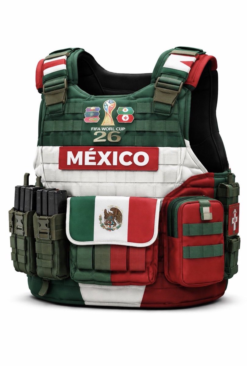 raymundocruzmx's tweet image. Playera #Uniforme #Violencia #Teotihuacán #Pirámides #Riesgo #Inseguridad #Turismo #México #Tirador #Mundial2026 #Fútbol 
Lo que faltaba, a días del
mundial 2026.
La indumentaria que todo aficionado al futbol tendrá que usar en México…
