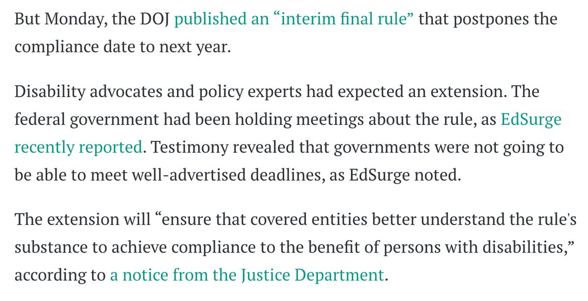 infodocket's tweet image. DOJ Extends #Website #Accessibility Deadline. Will It Help Schools Get Ready? (via @EdSurge) edsurge.com/news/2026-04-2…