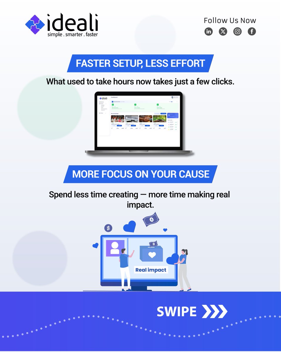 Idealisocial's tweet image. Build your campaign in seconds with AI.

Content, visuals, optimization — all done faster with Ideali.

CTA: Start your AI-powered campaign today.

#Ideali #AIFundraising #TechForGood #Crowdfunding