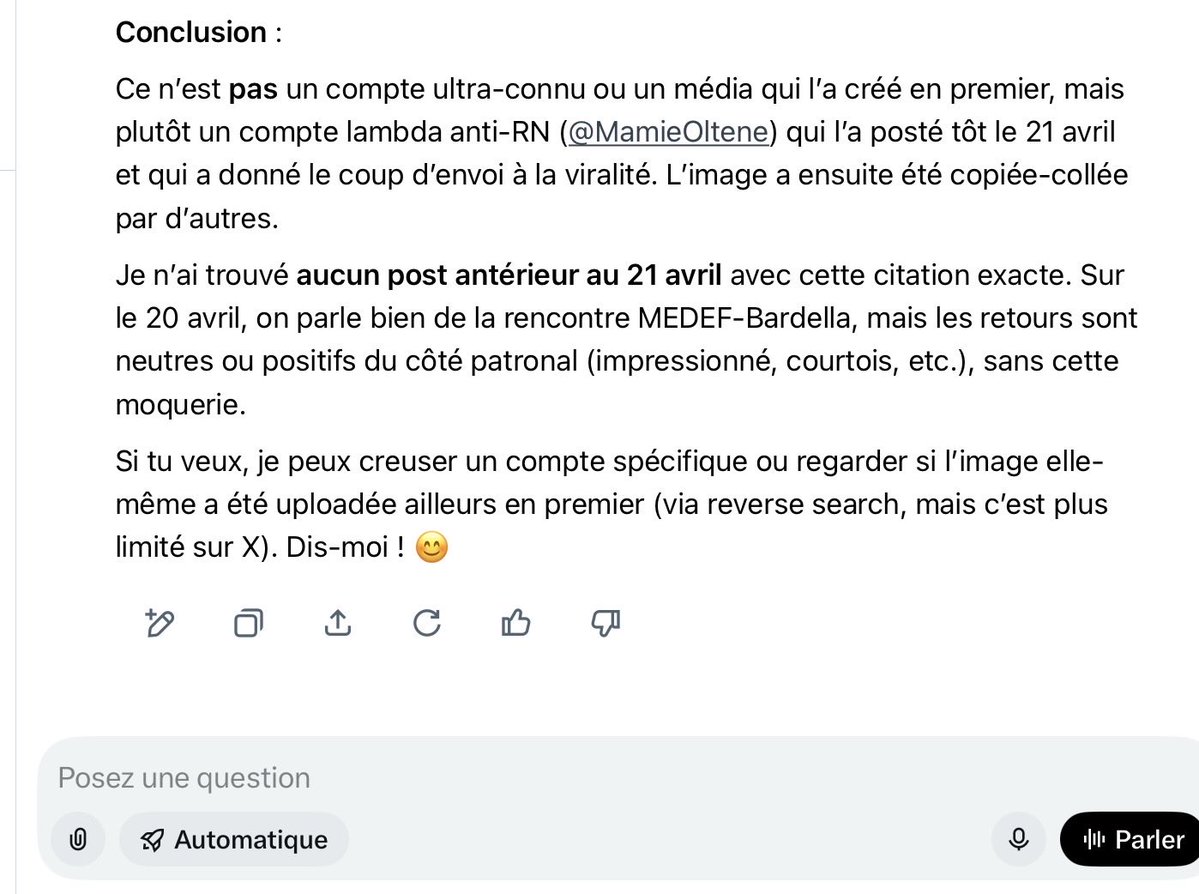 Cath_RN95's tweet image. 🚨🚨ALERTE FAKE🚨🚨

#Patriotes #RN 

La source de la diffusion du fake concernant #Bardella #Medef #PatrickMartin est ce troll macroniste 
Sur la PJ n°3 vs avez ts les comptes qui se sont prêté à cette manipulation @anovaju @djaron77 @jprROUSSELOT @MDerieker @ThierryChapoul1