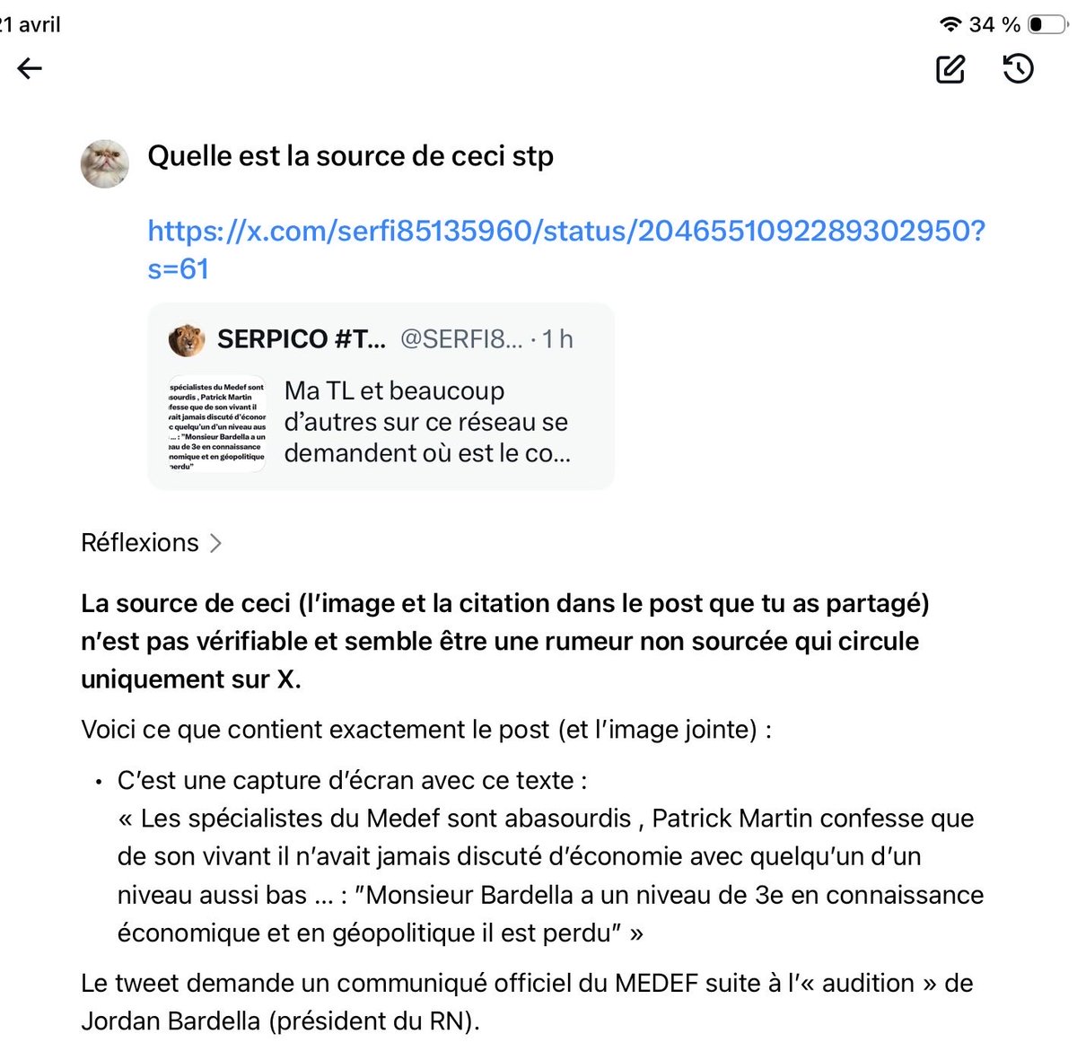 Cath_RN95's tweet image. 🚨🚨ALERTE FAKE🚨🚨

#Patriotes #RN 

La source de la diffusion du fake concernant #Bardella #Medef #PatrickMartin est ce troll macroniste 
Sur la PJ n°3 vs avez ts les comptes qui se sont prêté à cette manipulation @anovaju @djaron77 @jprROUSSELOT @MDerieker @ThierryChapoul1