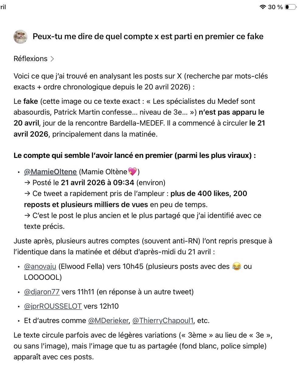 Cath_RN95's tweet image. 🚨🚨ALERTE FAKE🚨🚨

#Patriotes #RN 

La source de la diffusion du fake concernant #Bardella #Medef #PatrickMartin est ce troll macroniste 
Sur la PJ n°3 vs avez ts les comptes qui se sont prêté à cette manipulation @anovaju @djaron77 @jprROUSSELOT @MDerieker @ThierryChapoul1