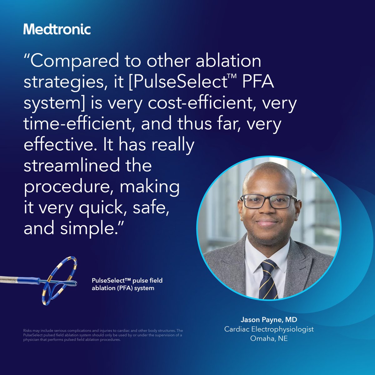 MDT_Cardiac's tweet image. With a zero exchange workflow and zero-fluoro capability, the PulseSelect™ PFA system enables fast procedures, minimizes anesthesia time, and enhances procedural efficiency.

#SuccessSimplified #PulseSelect #Epeeps

See risk info and learn more: bit.ly/4n8zCm9