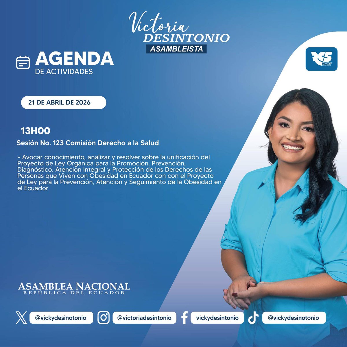 Comparto la agenda legislativa del martes 21 de abril de 2026.