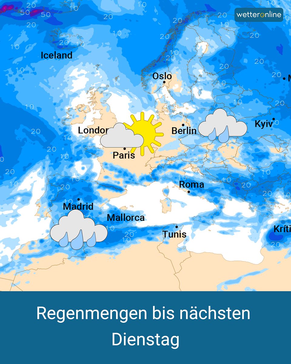 WetterOnline's tweet image. Trockene Phase steht an ☀️

Ein Hoch bringt bis nächste Woche ruhige Tage, aber kalte Nächte mit Frostgefahr. Am Wochenende wird es etwas kühler und im Norden windiger. 

Mehr Infos: 
👉 to.wetteronline.de/14-Tage-Wetter 

#Wetter #Frühling #Sonne #Trockenheit