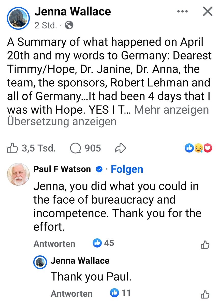 #Timmy
#Buckelwal
Nun ich denke, wenn Paul Watson sich bei ihr bedankt, dann hat sie Expertise.

#DanyFirstClass just fuck off and take #Sergio with you