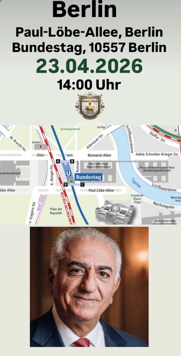 SamZYArtist's tweet photo. 🟢Support the iranian People 
⚪️and let's meet us in 
🔴Berlin 

#RezaPahlavi‌ #berlin #Iran #deutschland #MIGAwithPahlavi #Miga #ایران #شاهزاده_رضا_پهلوی 
#Persian #برلین https://t.co/QwlgrfO7o7