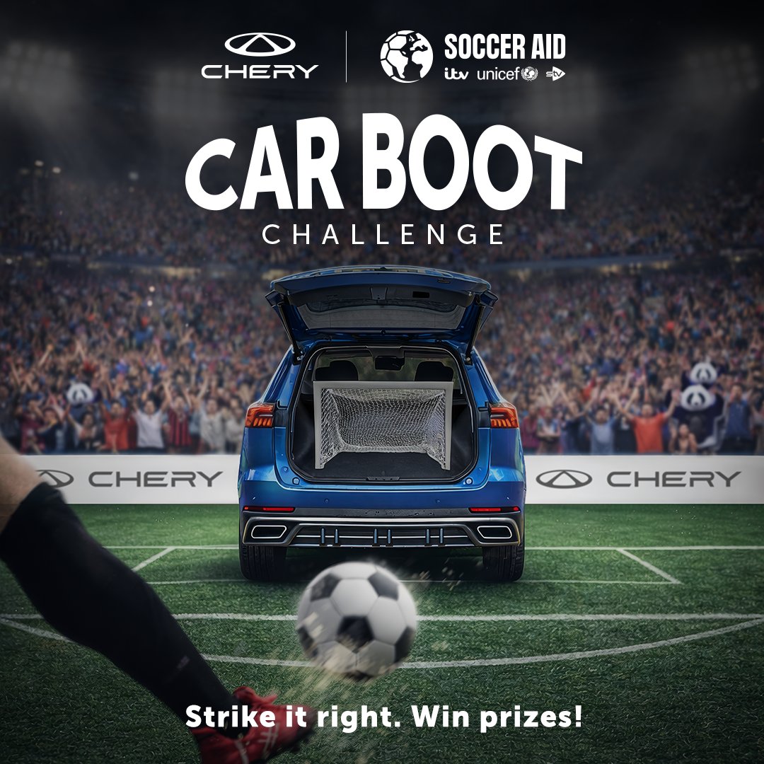 InvictaMotors's tweet image. CHERY UK teams up with Soccer Aid for UNICEF 2026! ⚽️🌍 As Principal Partner, we're supporting the biggest charity football match with celebs &amp;amp; legends. Join us at London Stadium on 31 May 2026! 🌟 #CheryUK #SoccerAid #UNICEF #FindYourHappy