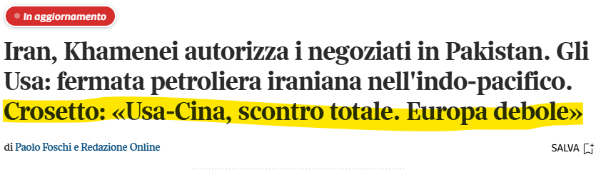 partimeasylover's tweet image. #Crosetto dice quel che #legacymedia #mainstreammedia (chissà come mai ...) non dicono.
#Trump #iran #cina #hormuz