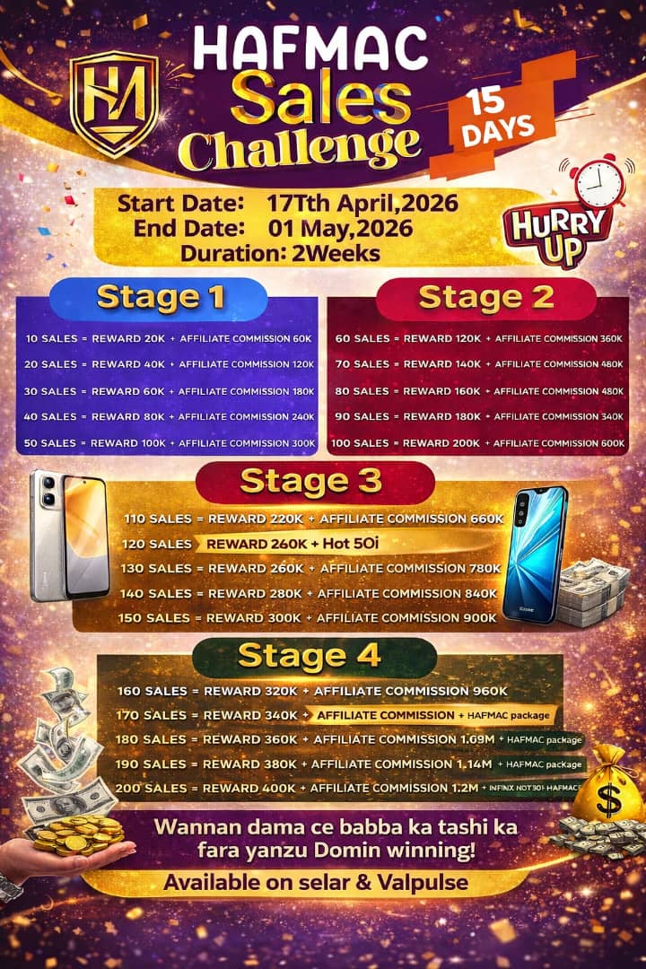 Barka da Warhaka 🙋😇

ALHAMDULILLAH, daga yau saura 11 Days Sales Challenge da muka fara. <a href="/Valpulse/">Valpulse</a> <a href="/tryselar/">Selar 🚀</a> repost thank you.